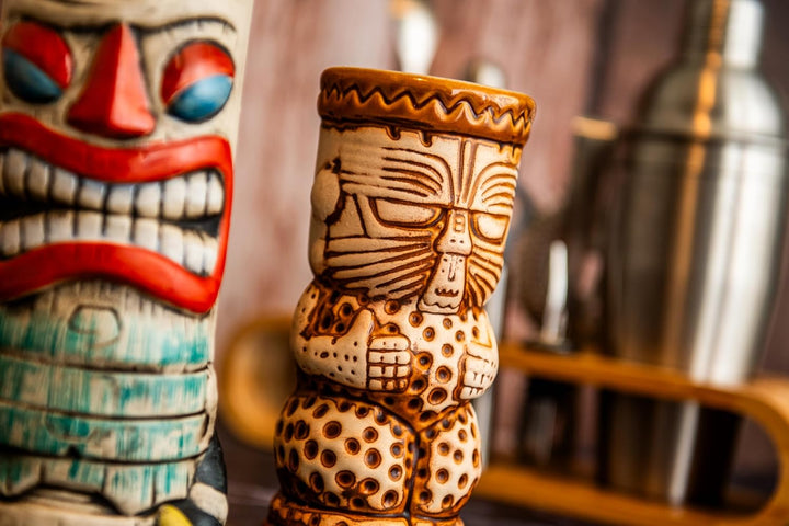 VB VIN BOUQUET FIK 1406 Tiki-Glas D 350 ml, exotisches Cocktail-Design, ideal für Partys und Themenv