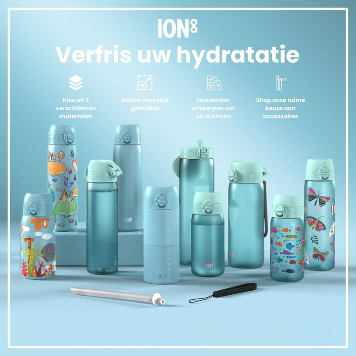 Ion8 1 Liter Edelstahl Trinkflasche, Auslaufsicher, Einhandöffnung, Sichere Verriegelung, Spülmaschi