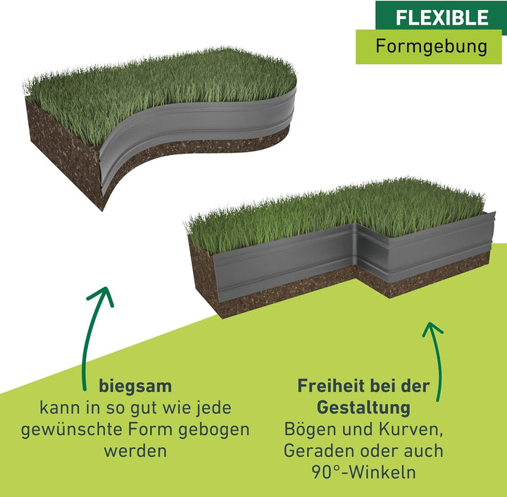 Windhager Rasen- und Gestaltungskante aus Kunstsoff, Beetumrandung, Beeteinfassung, Mähkante, elasti