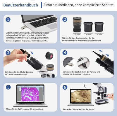 SWIFT EC5R Mikroskop Digital Okular Elektronisches Okular Biologisches Mikroskop Kompatibel, 5 Megap