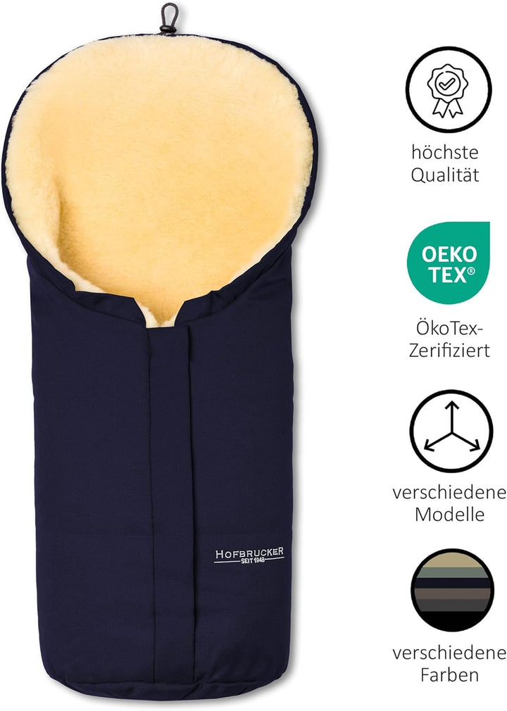 Hofbrucker Lammfell-Fusssack Eskimo für Babyschale, Kinderwagen, Buggy/Universeller Winterfusssack/F