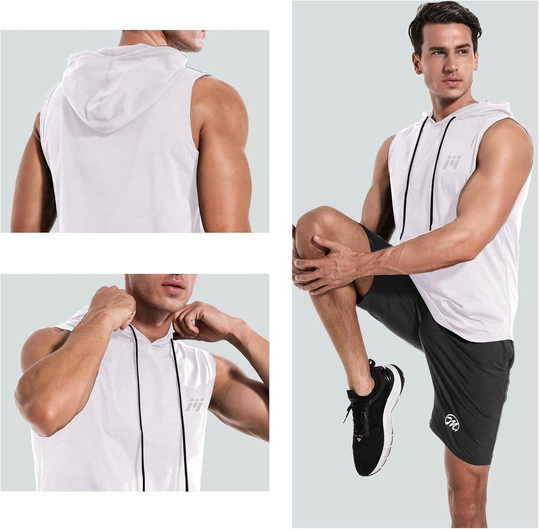 MEETWEE Herren Tank Top, Sportshirt mit Kapuze Ärmelloses Muskelshirts Fitness Sleeveless Shirt Atmu