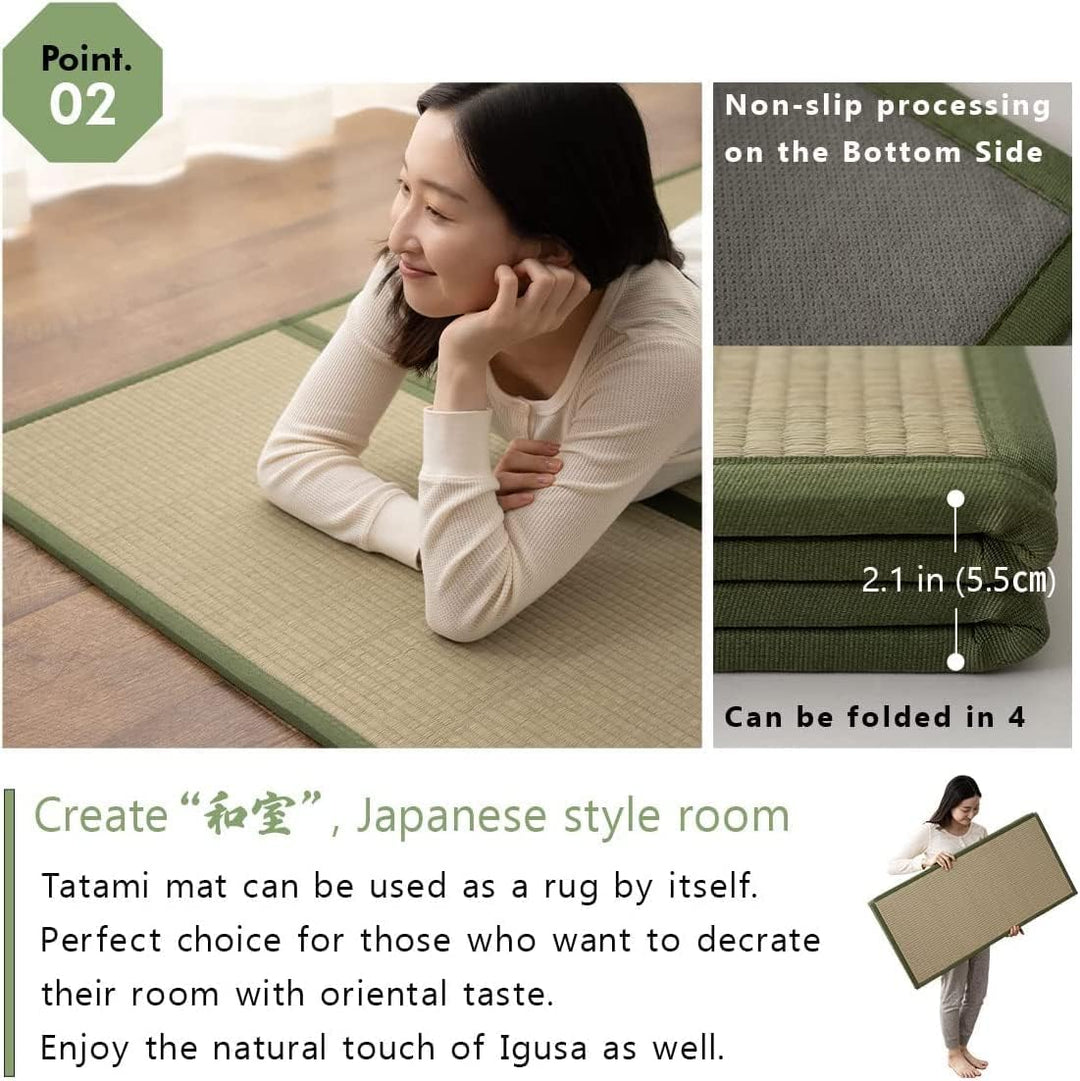 EMOOR Japanische Futon Matratze CLASSE 100 x 200 cm und Faltbare Tatami Matte (Igusa Matratze) Set,