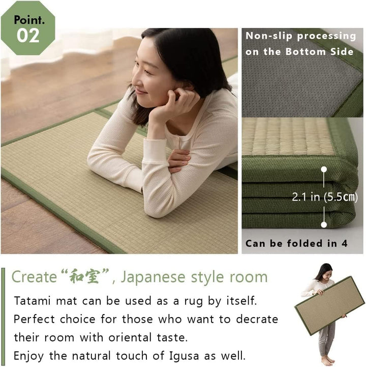 EMOOR Japanische Futon Matratze CLASSE 100 x 200 cm und Faltbare Tatami Matte (Igusa Matratze) Set,