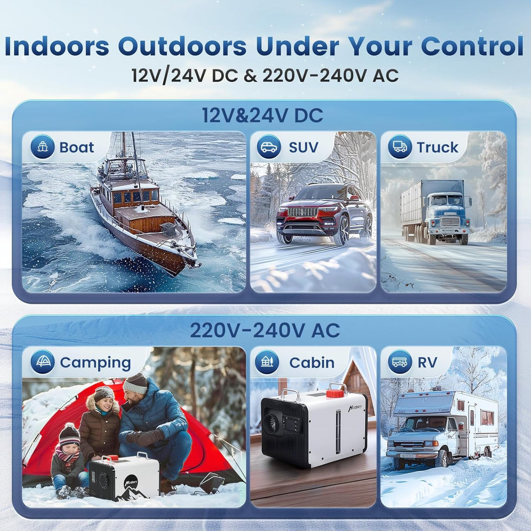 12V/24V Diesel Luftheizung, 8kW Diesel Standheizung 0,12–0,45 L/h, mit APP & 220-240V Adapter,28% hö