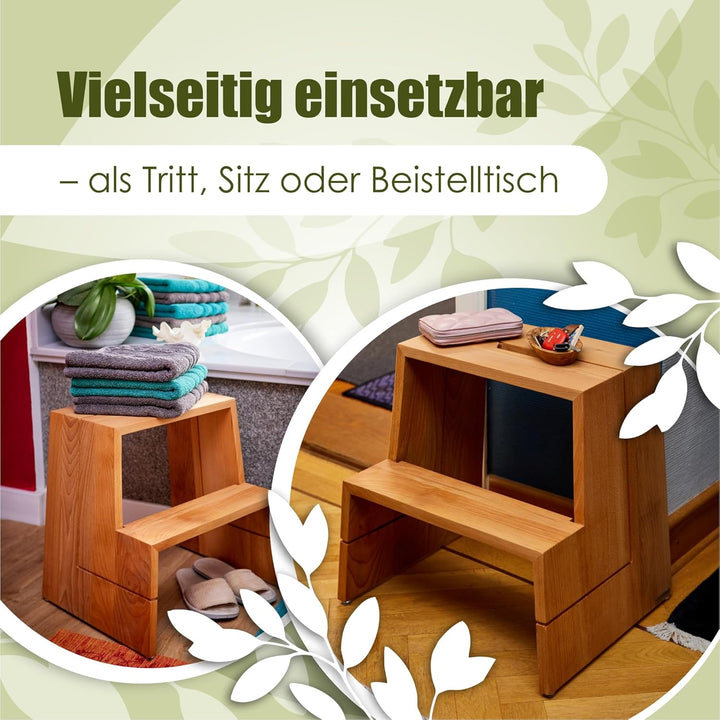 Exklusiver Tritthocker Design von NATUREHOME: Nachhaltig, Massiv und Langlebig – EIN Meisterwerk aus