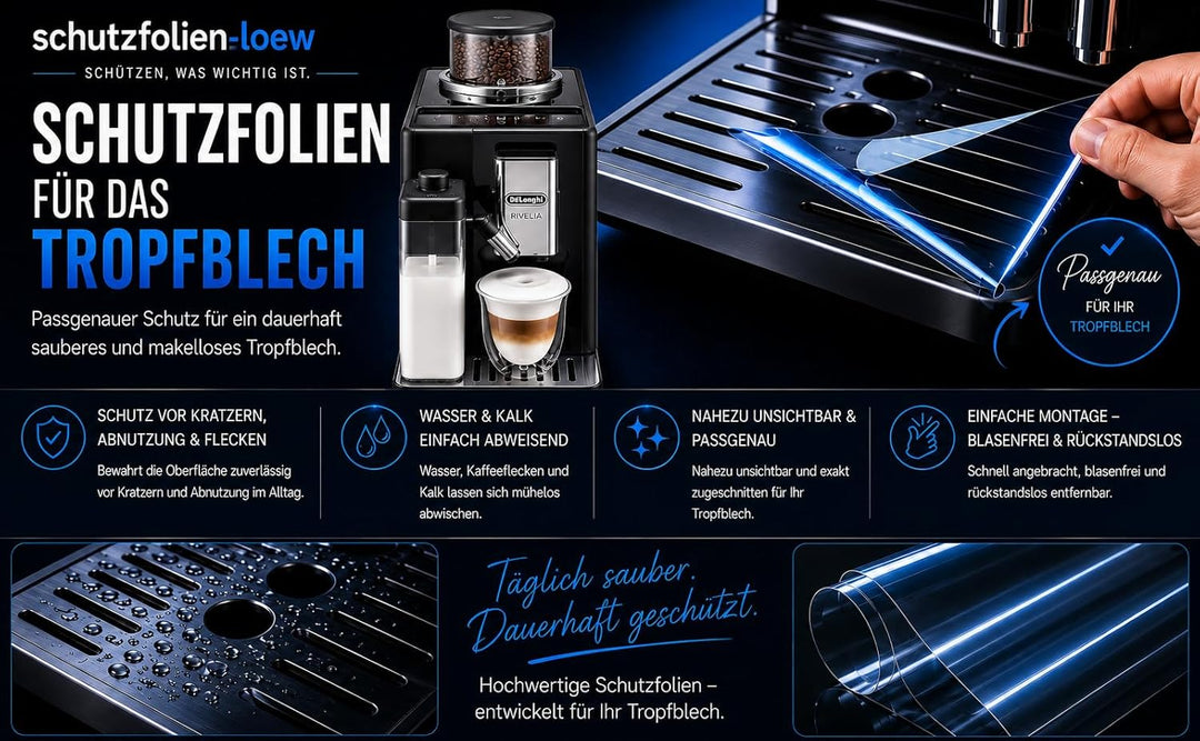 5 x Schutzfolie passend für DeLonghi Rivelia EXAM 440.55-440.35 - 441.55 - alle Modelle - Abtropfble