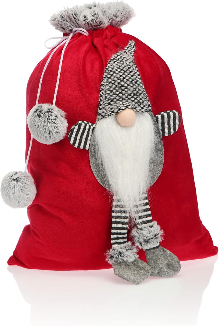 COM-FOUR® 2x Premium Weihnachtssack - roter Geschenkesack zum Befüllen - Weihnachtsbeutel mit Bommel