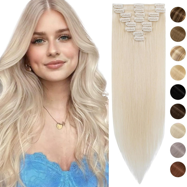 Silk-co Echthaar Clip In Extensions 8 Tressen 18 Clips 75g, Blonde Hair Extensions, Remy Echthaar Cl