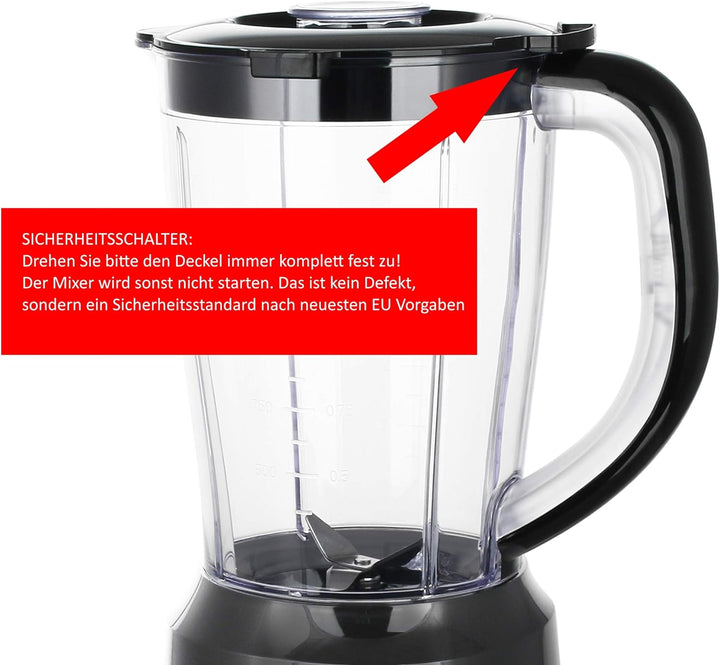 Emerio Standmixer BPA frei Crush Ice Funktion 1.5l Behälter 2 Geschwindigkeiten + Pulse Funktion Mes