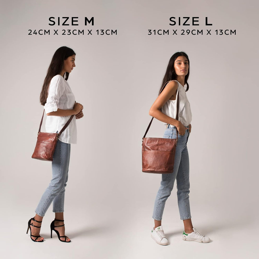 Leabags Leder Handtasche Damen I Premium Echtleder Umhängetasche I Damen Schultertasche I Damentasch