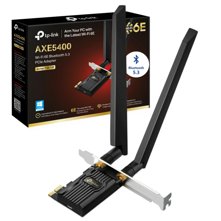 TP-Link Archer TXE72E AXE5400 Wi-Fi 6E Bluetooth 5.3 PCIe Adapter(6 GHz 2402 Mbps,5 GHz 2402 Mbps,2.