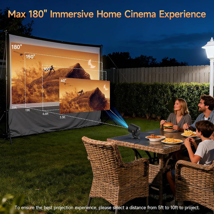 Mini Beamer 4k Heimkino, tragbarer Projektor Native 1080P Unterstützung 4K mit um 180° verstellbarem