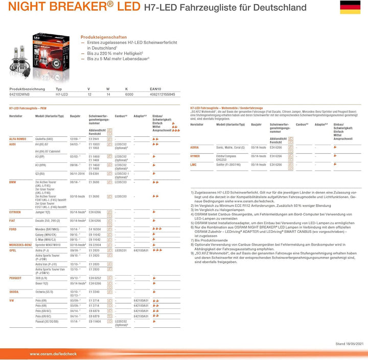 Osram LEDriving SMART CANBUS, LEDSC01, umgeht das Lampenausfallerkennungssystem Retrofit Lampen wie