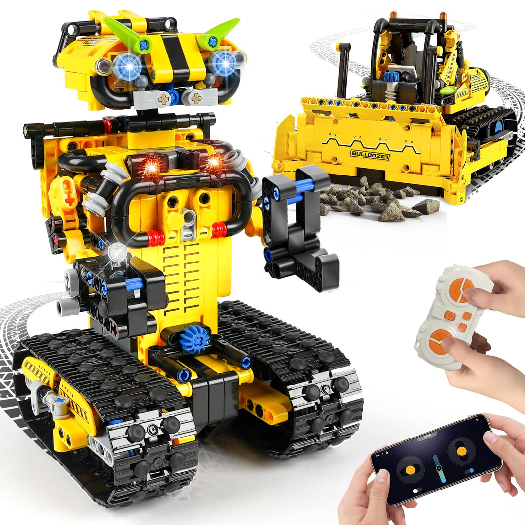 Technik Ferngesteuert Roboter für Kinder - 730 Teiles 2-in-1 APP Fernbedienung Bausatz RC Robot Bull