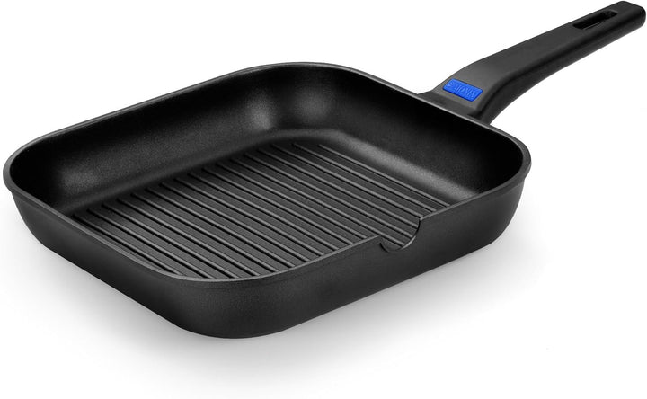 Monix Solid - Quadratische Grillpfanne aus Aluguss mit Antihaftbeschichtung Teflon Classic, 24 cm