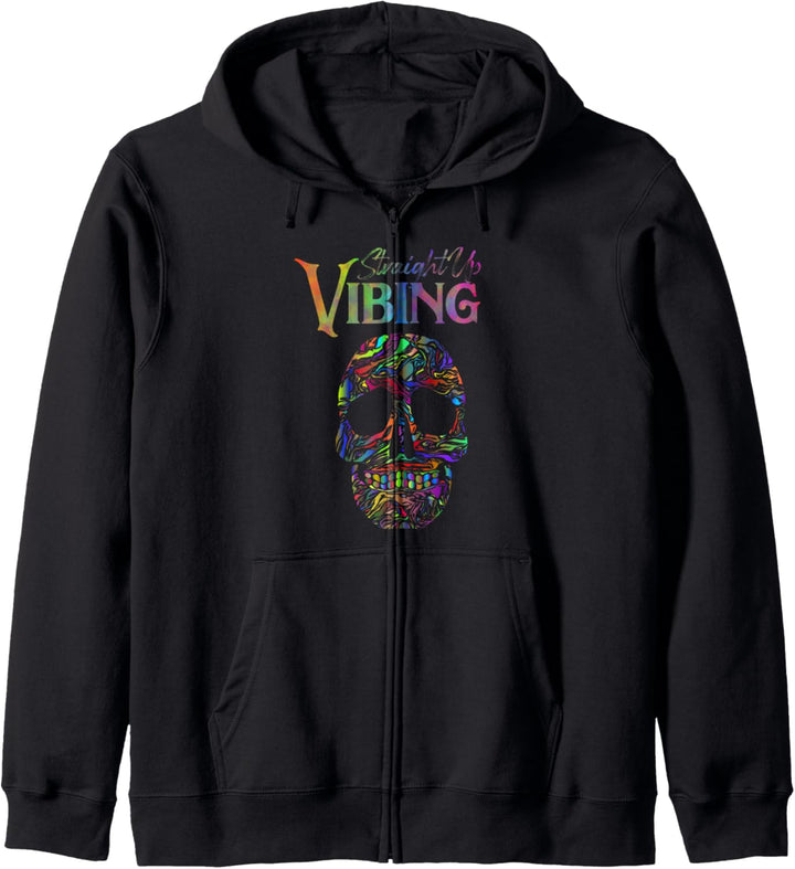 Vibing Meme Psychedelic Aesthetic Skull Straight Up Vibing Kapuzenjacke