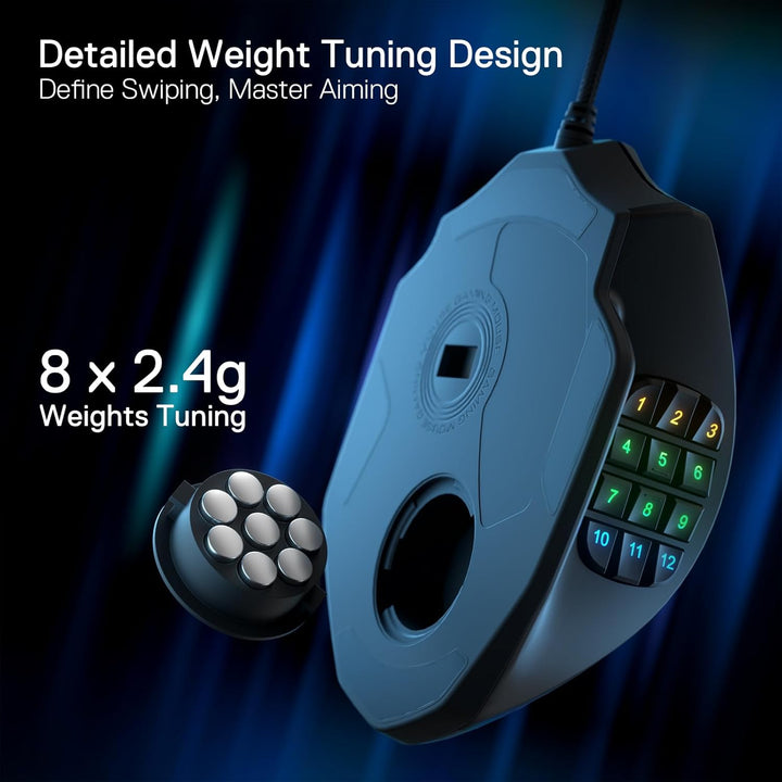 Redragon M908 Impact RGB LED MMO Maus USB Laser Gaming Maus mit 12400dpi, Hohe Präzision, 20 program