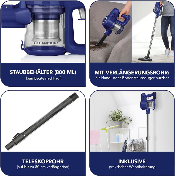 CLEANmaxx Kabelloser Hand- und Bodenstaubsauger | Flexible & kraftvolle Reinigung für EIN rundum sau