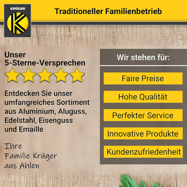Krüger Emaille-Set Sylt 5 teilig - Emaille-Topfset aus Fleischtopf, Stieltopf und Milchtopf - Töpfe