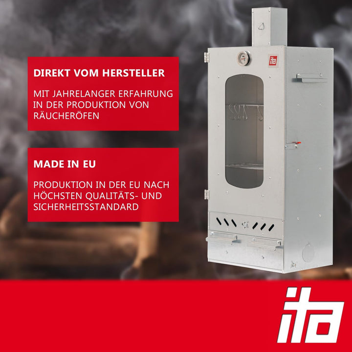 ITA Räucherofen 7012 - Smoker Set mit Heizelement & Räucherspänen - Räucherschrank mit 3 Etagen - Le