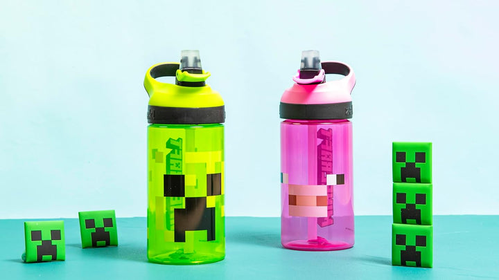 Zak Designs MICB-T470 Minecraft Wasserflaschen, Kunststoff, Creeper & Pig Creeper & Schwein 454 g, C