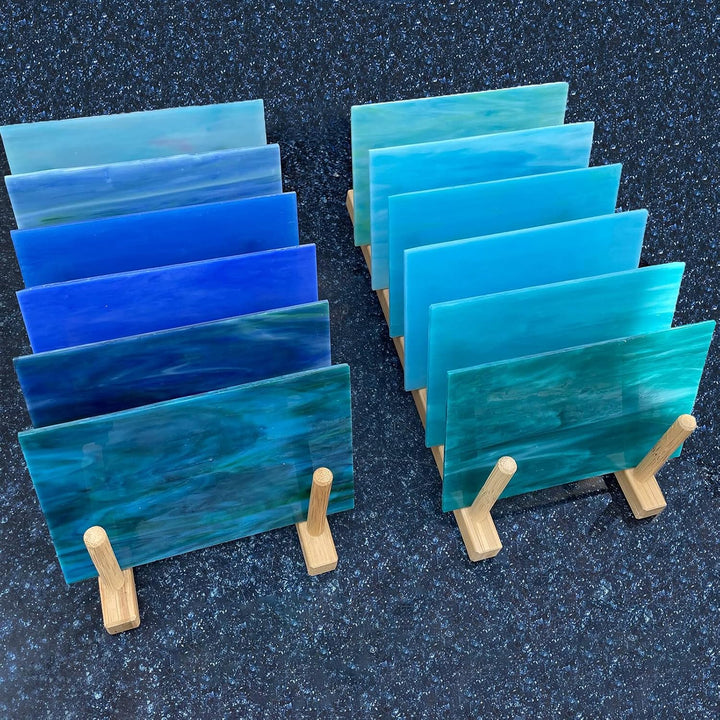 LITMIND 12 Blatt blaue Buntglasplatten, 10,2 x 15,2 cm Mosaikglaszubehör zum Basteln, Buntglas-Start