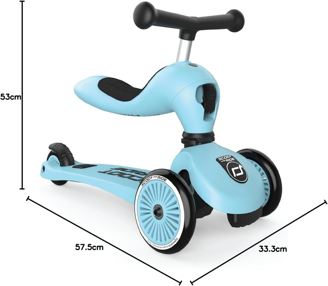 Scoot & Ride Unisex – Babys Highwaykick 1 Kickboard mit Sitz Blau Einheitsgrösse Single, Blau Einhei