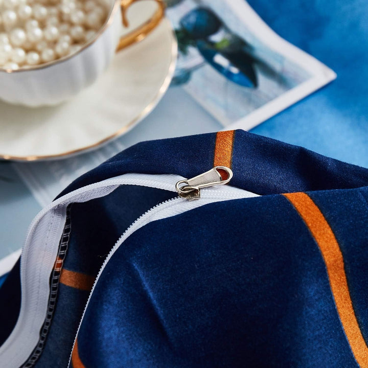 Luofanfei Bettwäsche Blau 200X200 cm Gestreift Bettbezug Set 3 Teilig Bettwaesche Mit Reissverschlus