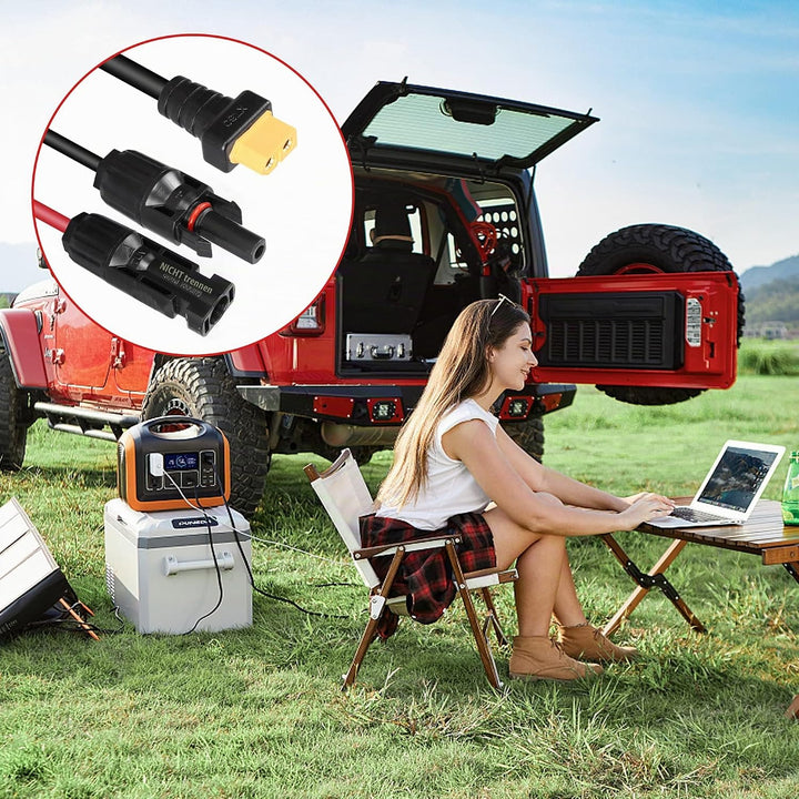 CERRXIAN 6FT Solarstecker auf XT60-Adapter-Verlängerungskabel, 14AWG XT60-Buchse auf Solarpanel-Stro
