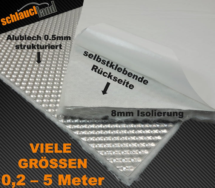 Schlauchland 1m x 1m Alu-Keramik Hitzeschutzmatte Ultra selbstklebend ***Turbo Auspuff Krümmer Isoli