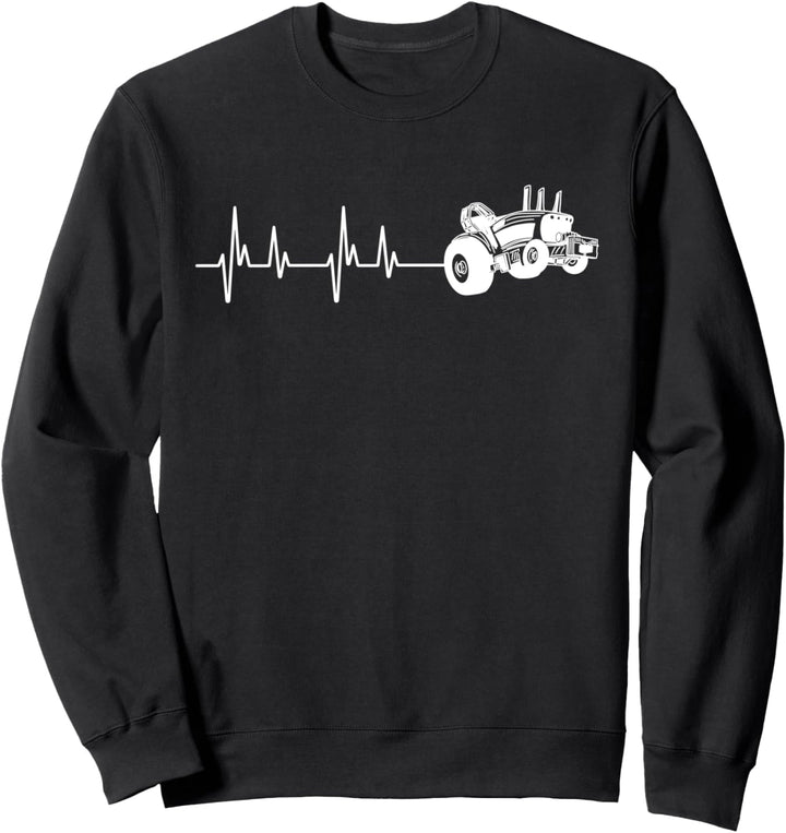 Herzschlag Herzlinie Herzfrequenz Traktor Landwirt Sport Sweatshirt