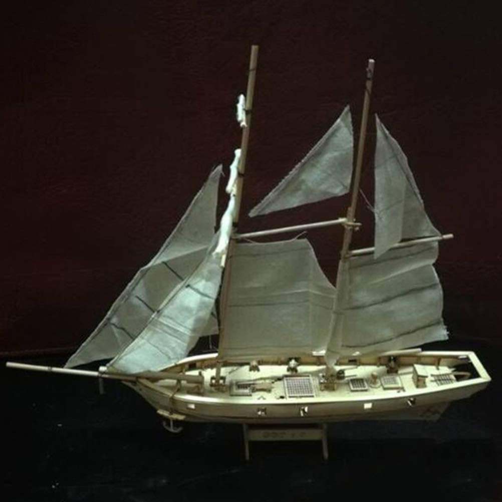 Bastelset Segelboot aus Holz – klassisches Schiffsbaumodell – Dekoration Weiss Segelboot, Weiß