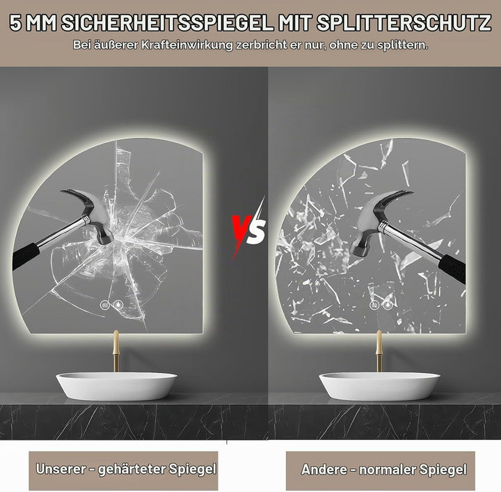Spiegel Badezimmer Badspiegel mit Beleuchtung - LED Badezimmerspiegel Rund Wandspiegel Bad IP54 mit