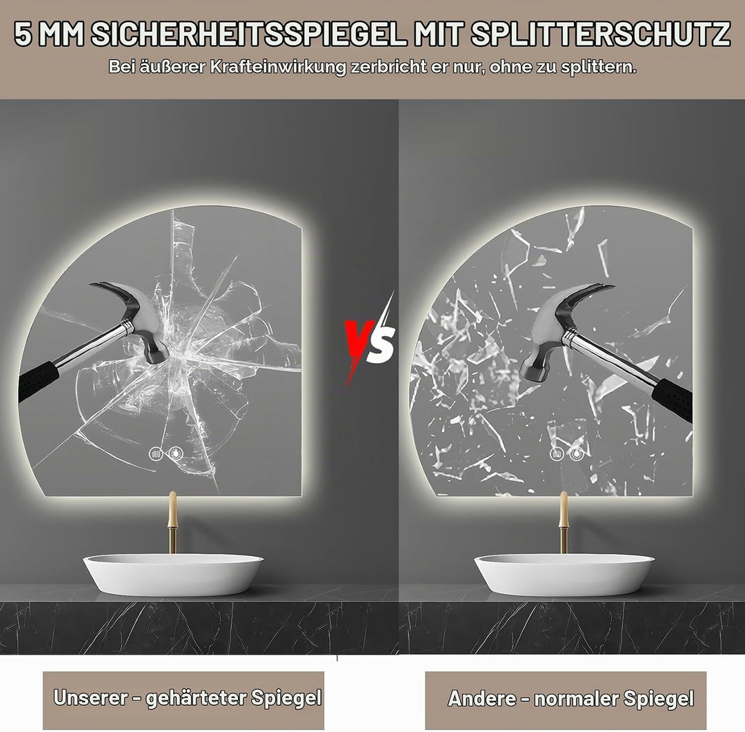 Badspiegel mit Beleuchtung LED Spiegel mit Licht mit Touch-Schalter,Dimmbar,3 Lichtfarbe Einstellbar