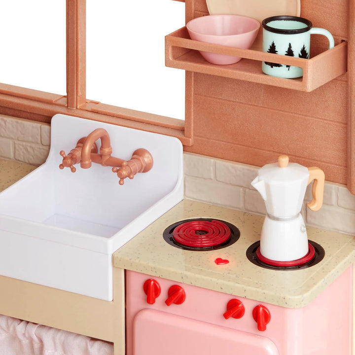Our Generation - Gemütliche Hütte - Puppenhaus Spielset - Möbel & Spielnahrung - 46 cm Puppe Zubehör