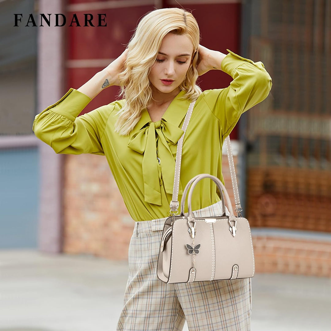 FANDARE Damen Handtasche Tote Beutel PU-Leder Umhängetaschen Schultertasche Wasserdicht Henkeltasche