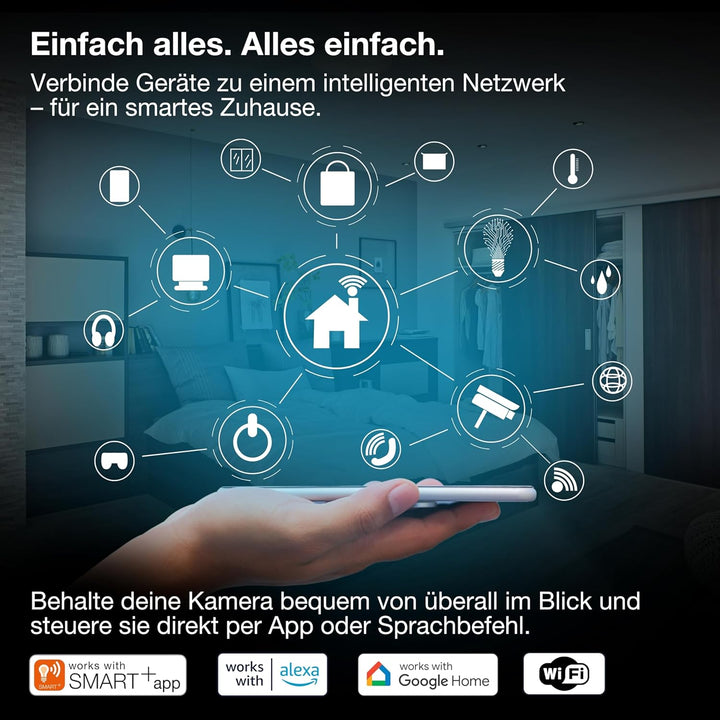 Osram SMART+ WiFi Kamera 360° 4MP 2K QHD, Schwenk-Neige, Nachtsicht 7m, Zwei-Wege-Audio, Alexa kompa