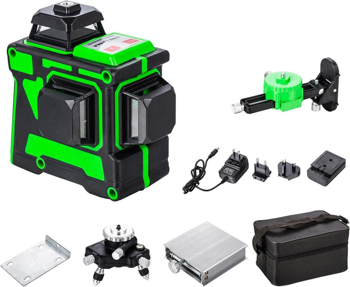 TOPWAY Kreuzlinienlaser Grün 3x360 Grad 3D Linienlaser 12 Linien, Selbstnivellierender Laser Level F