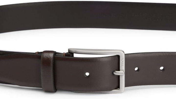 BOSS Herren Erman-L Sz35 In Italien gefertigter Ledergürtel mit Logo-Gravur auf der Schliesse 80 Dun