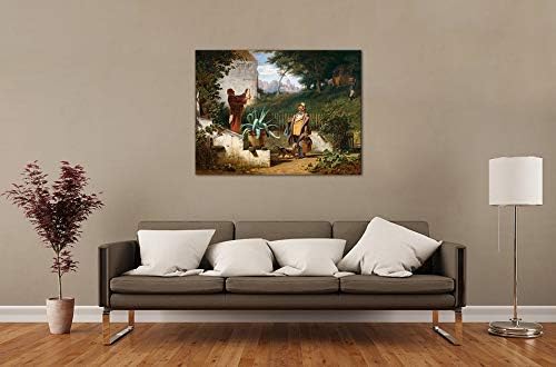 Bilderdepot24 Bild auf Leinwand | Carl Spitzweg Jugendfreunde in 80x60 cm als Wandbild | Wand-deko D