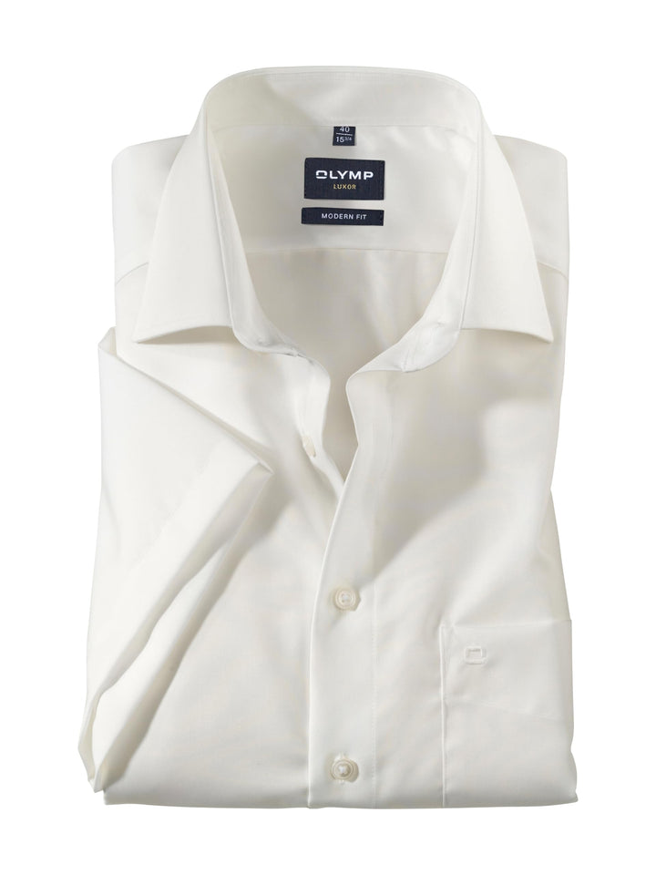 OLYMP Herren Oberhemd Kurzarm Luxor,Uni,modern fit,New Kent 37 Beige 21, 37 Beige 21