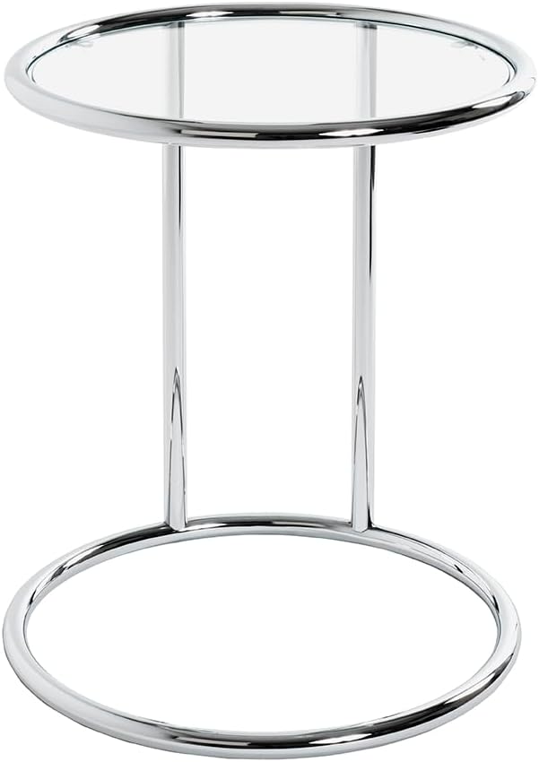 HAKU Beistelltisch Chrom, Metall, Sicherheitsglas - Masse: H 55 x Ø 45 cm, Style: Modern H 55 cm x Ø