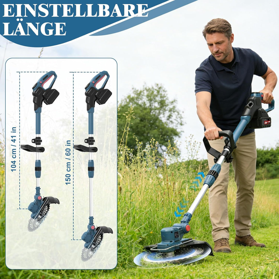 Rasentrimmer mit Akku, Akku Rasentrimmer für Makita-Akkus mit 5 Klingentypen, 21V Rasentrimmer mit U