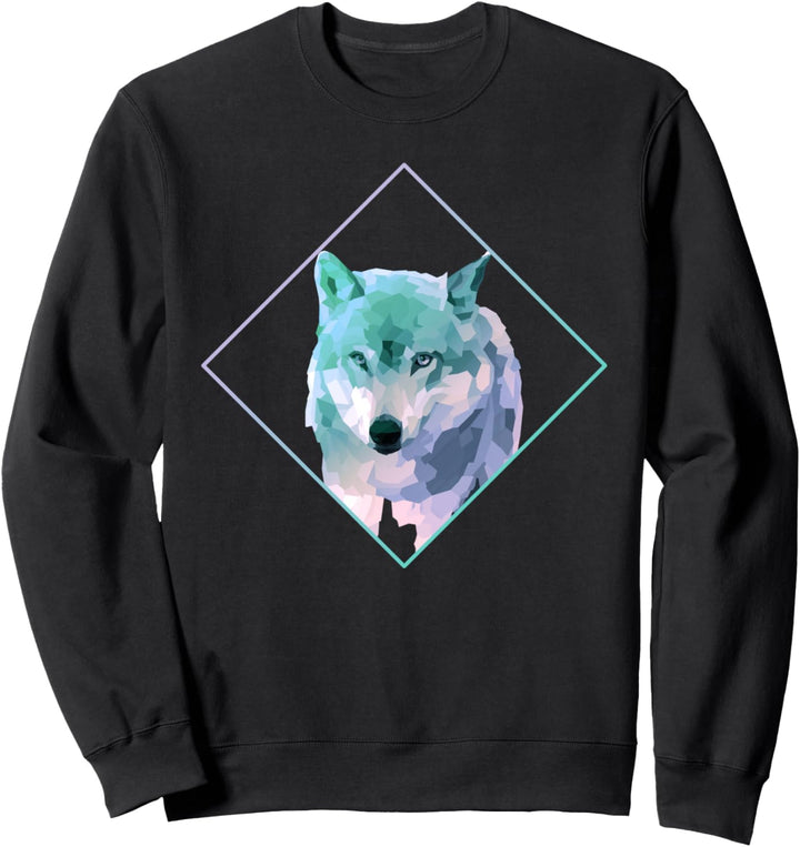 Wolfmotiv für Herren Kinder Damen Tiermotiv Wolf Tiergesicht Sweatshirt