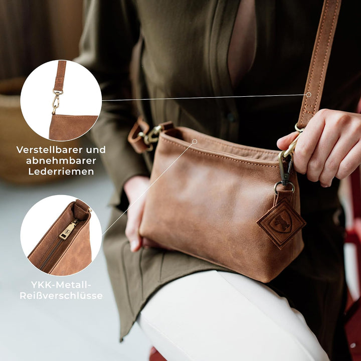 Berliner Bags Vintage Umhängetasche Marbella XS, Kleine Schultertasche Crossbody Bag aus Leder, Hand