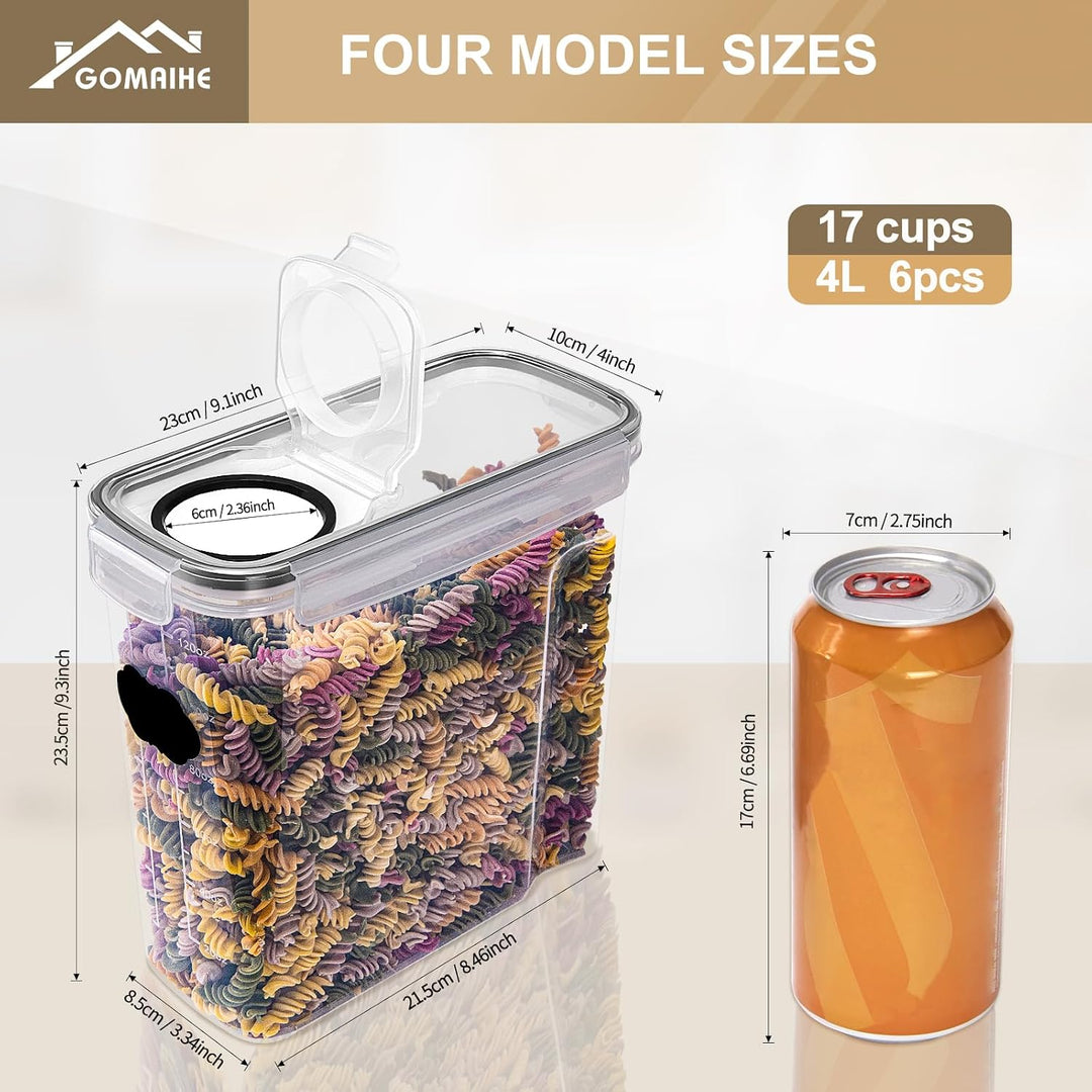 GoMaihe 4L Vorratsdosen 6 Set, Aufbewahrungsbox Küche Luftdicht Behälter aus Plastik Mit Deckel, Vor