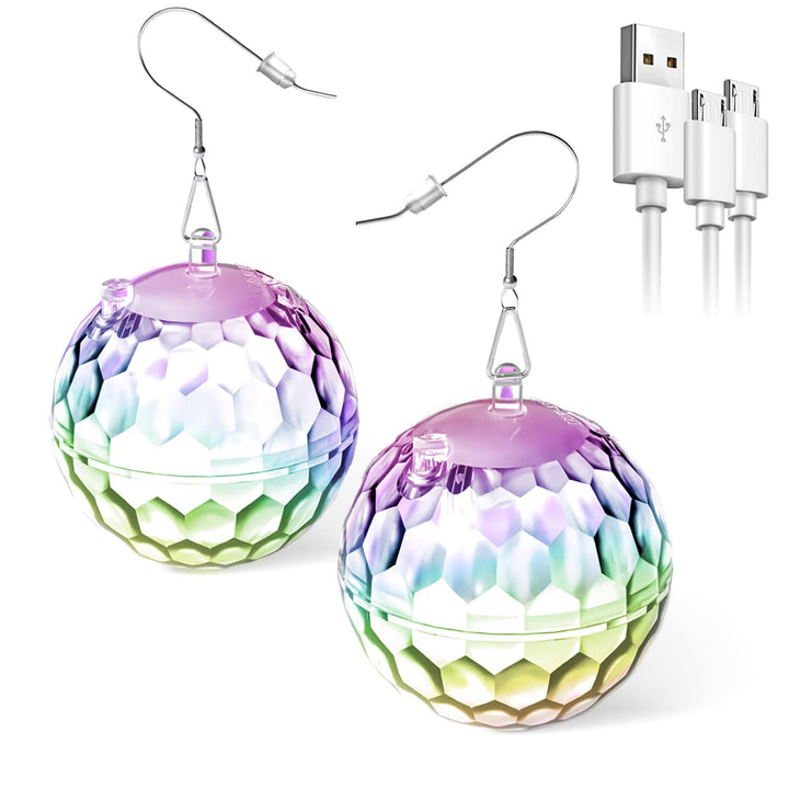 LED Ohrringe Disco Ball Ohrringe 7 RGB Licht Projektion Licht Ohrringe für Frauen Wiederaufladbare L