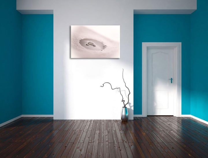 Pixxprint Wassertropfen im Schaum auf Leinwand, XXL riesige Bilder fertig gerahmt mit Keilrahmen, Ku