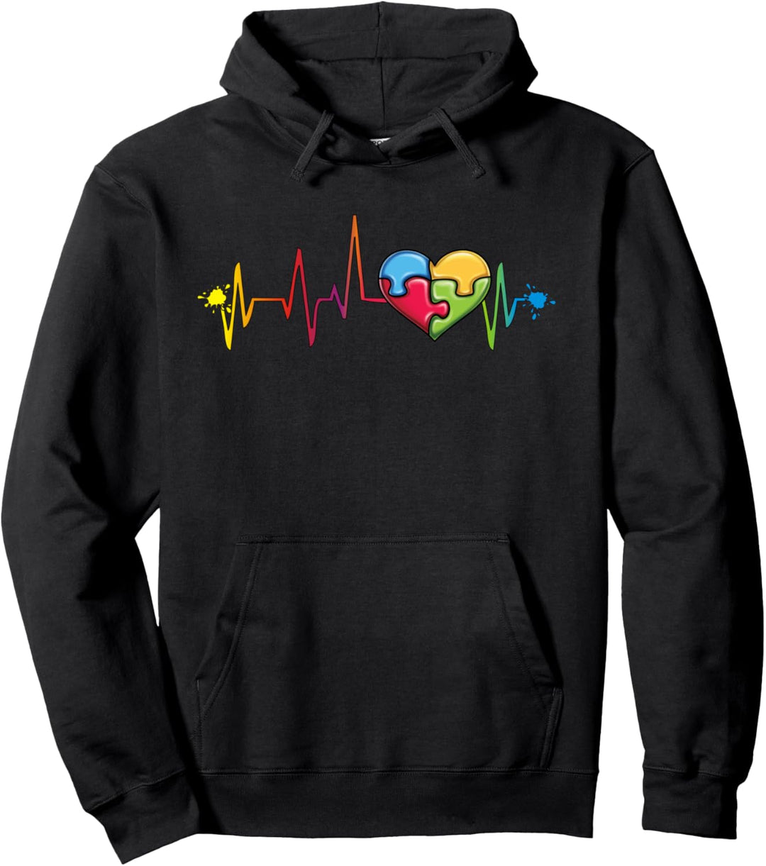 Autismus Puzzleteil Herzschlag Puzzle Herz Awareness Pullover Hoodie
